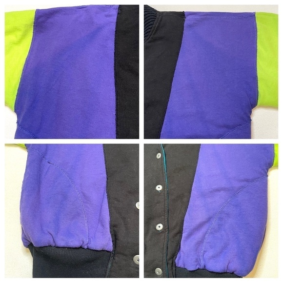 VTG 80’s 90’s color block reversible bomber jacket medium - Picture 13 of 16